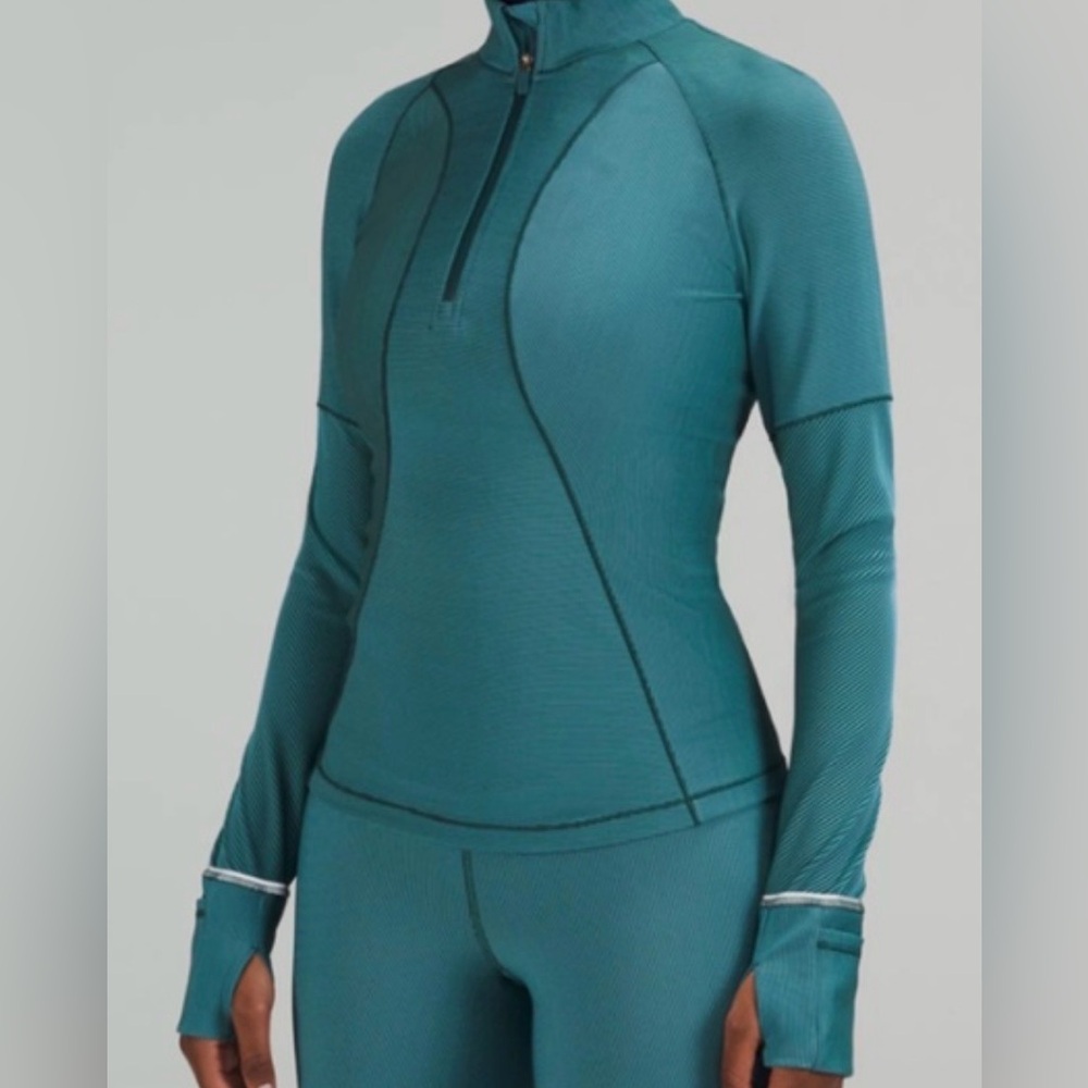 Lululemon Two Toned Ribbed Running Half Zip
